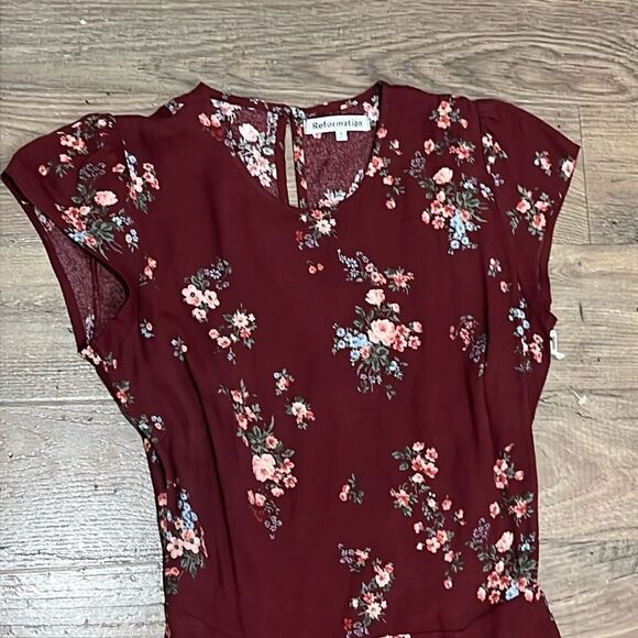 Reformation Gavin maroon floral dress - Picture 4 of 7